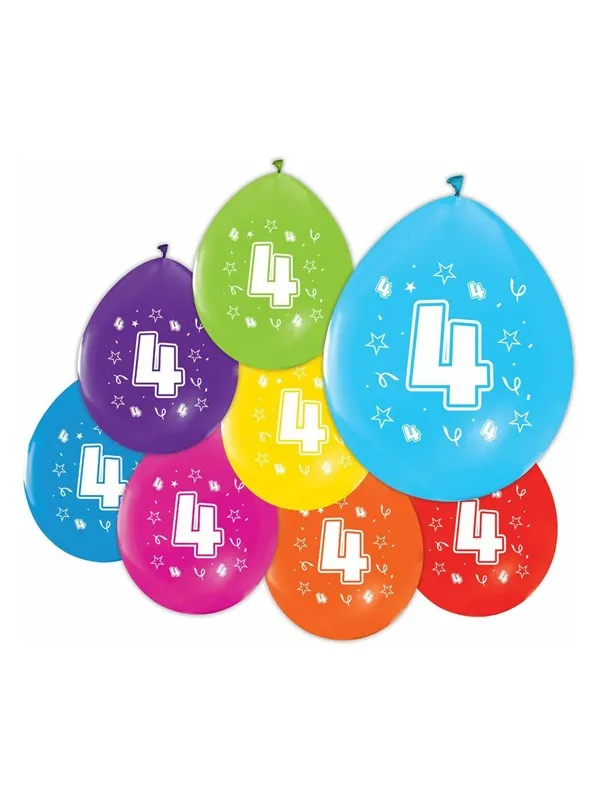 Globos Balloons 2-sided Printed Number 4 8pcs.