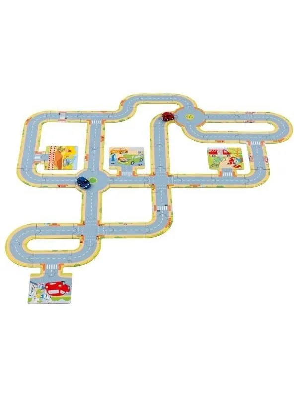 Goki - Floor Puzzle Roads with 2 Vehicles 47pcs. Gulv