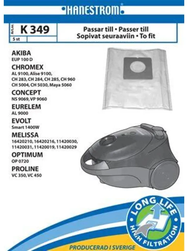 hanestroem Vacuum Cleaner Bags K349 - 5 pcs