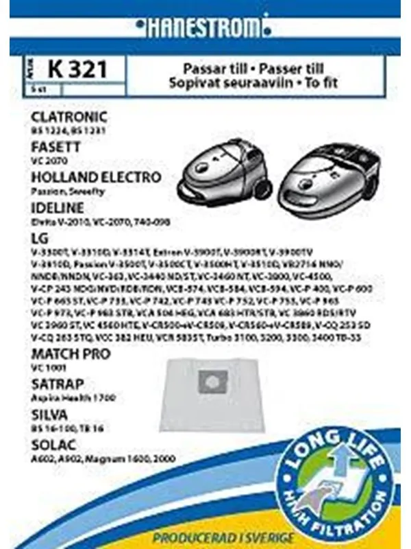 hanestroem Vacuum Cleaner Bags K321