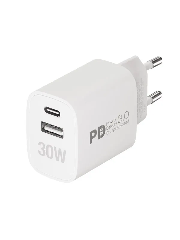 Vivanco Fast GaN 30W 1xUSB-C PD/ USB-A Home Charger White