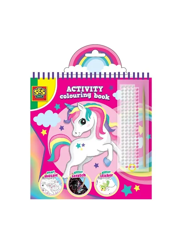 SES Creative Activity Colouring book glitter 3 in 1 - 3 activities in 1 colouring book