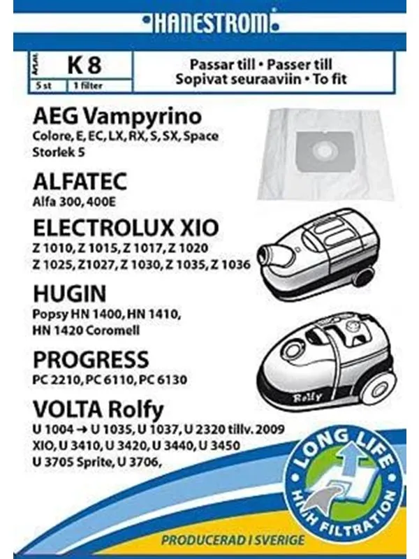 hanestroem Vacuum Cleaner Bags K8 - 5 pcs