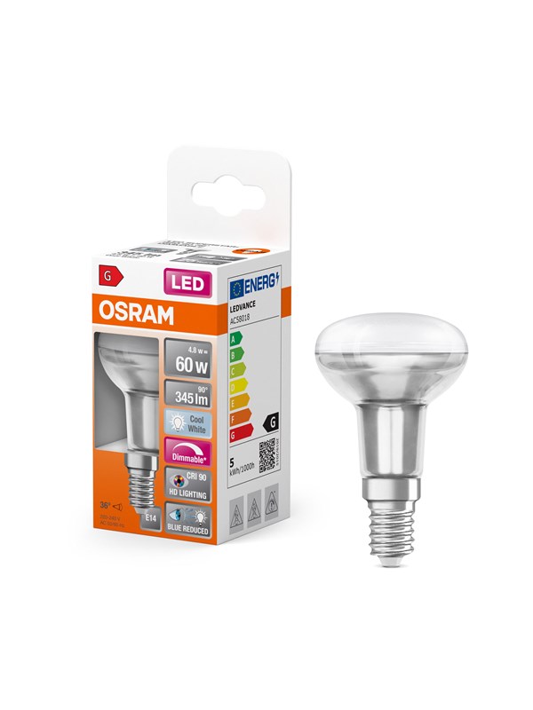 Osram LED-lyspære LED Comfort R50 36° 345lm 4.8W/940 (60W) E14 dimmable E14