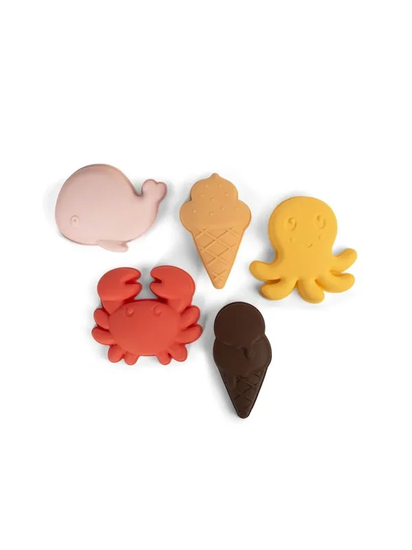 Filibabba Silikone sandforme 5 stk. - Peach Mix