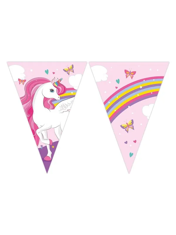 Globos - Paper Bunting Unicorn Rainbow Colors 3mtr.