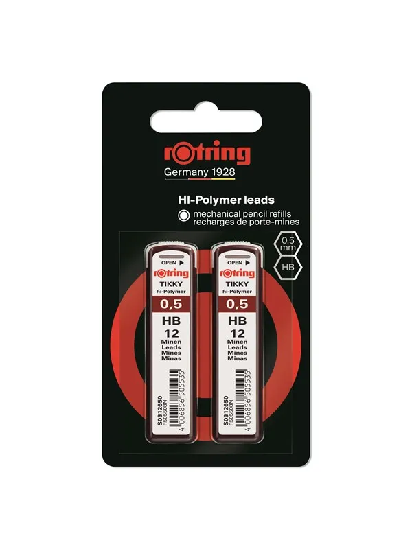 Rotring Tikky Mechanical Pencil Refills | HB Lead 0.5 mm | Hi-Polymer Pencil Lead