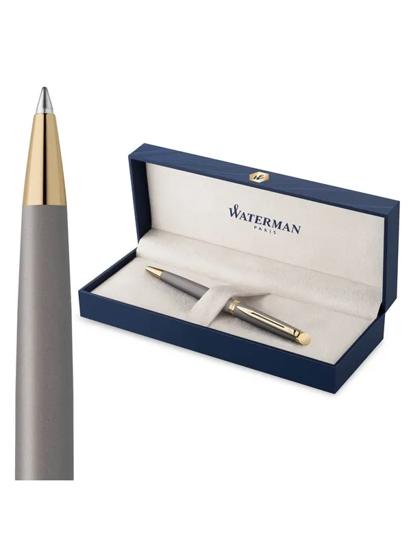 Waterman Hémisphère Ballpoint Pen | Stone Grey (The Understated Edit Collection) | Medium Point with Blue Ink | Gift Box