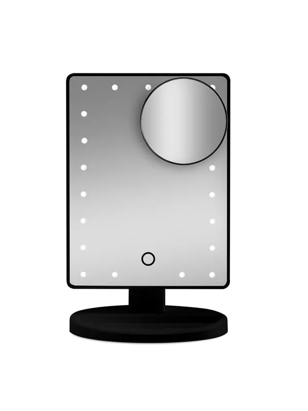 Gillian Jones Makeup Mirror with LED Light Touch Function and GWP Suction Cup Mirror - Black