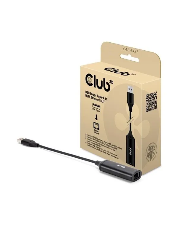 Club 3D USB-A to RJ45 Ethernet 5G M/F Adapter