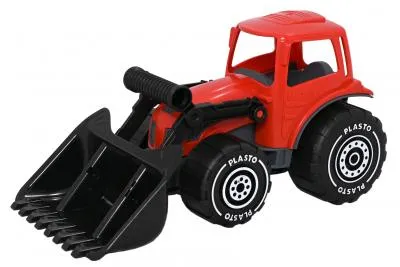 Plasto  Tractor with frontloader. Red. 32 cm