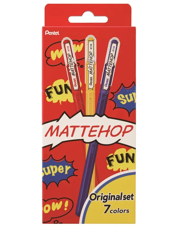 Pentel K110-V7STA MATTEHOP Gel Roller 1mm ORIGINAL  Set