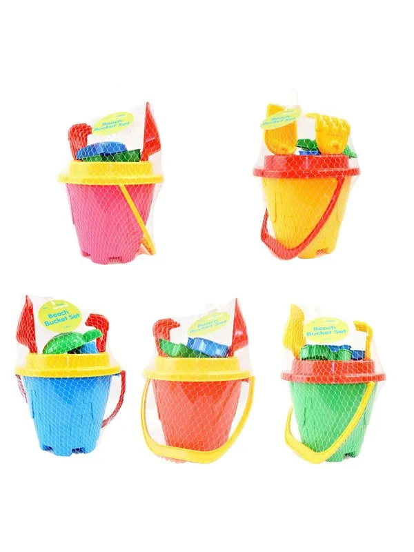 Happy Summer Beach Bucket Set 6 pcs - assorted