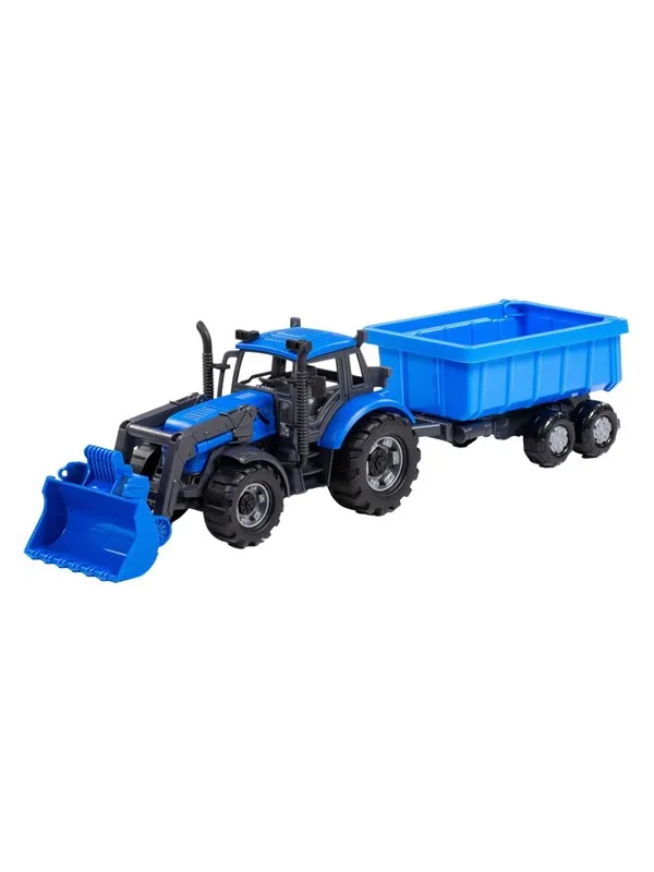 Cavallino Toys Cavallino Tractor with Loader and Trailer Dump Truck Blue Scale 1:32