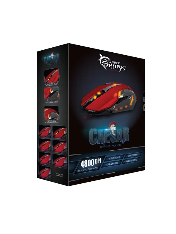 White Shark GM-1604 CAESAR- Red - Gaming mus - 6 - Rød
