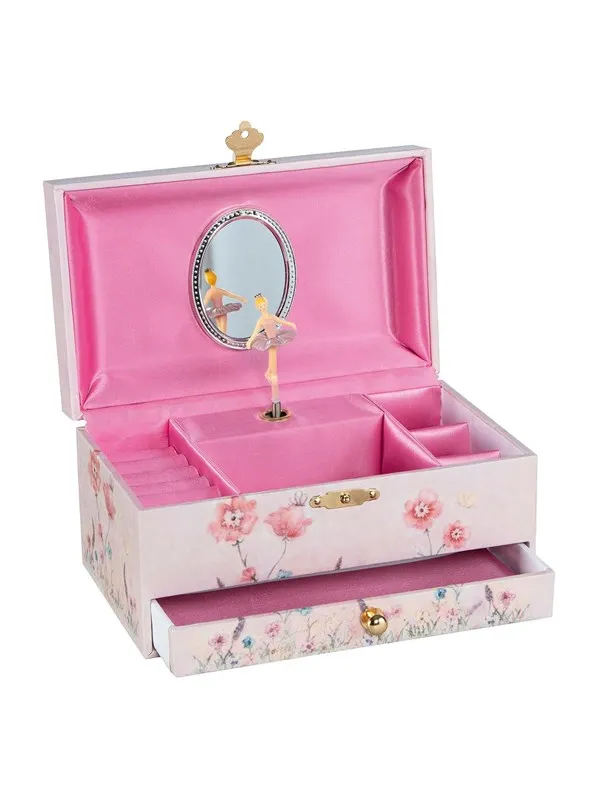 Goki Music Box Ballerina Flowers Pink
