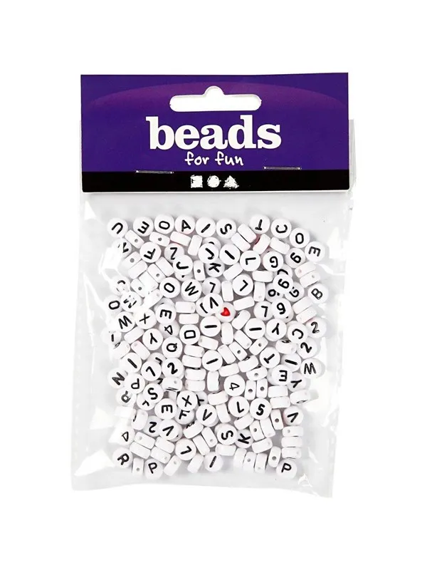 Creativ Company Letter beads White 7mm 200pcs.