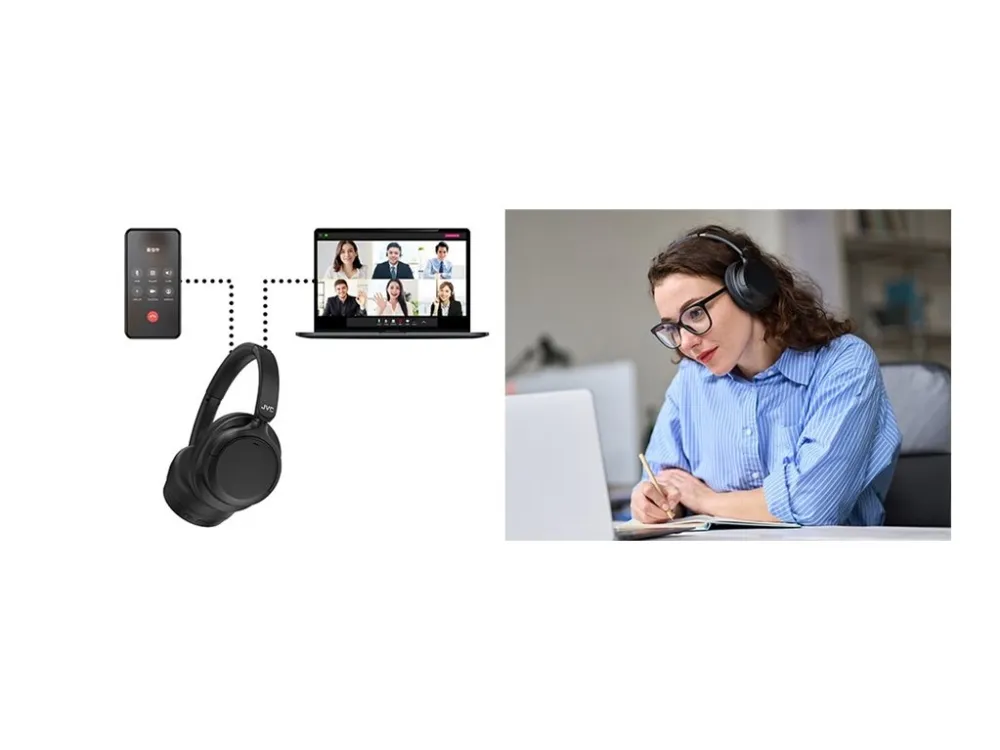 JVC Over Ear Noise Cancelling Headphones - Black