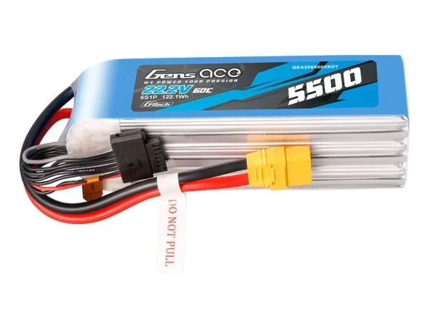 Gens ace &Tattu Battery G-Tech 5500mAh 22.2V 60C 6S1P LIPO with XT90 connector