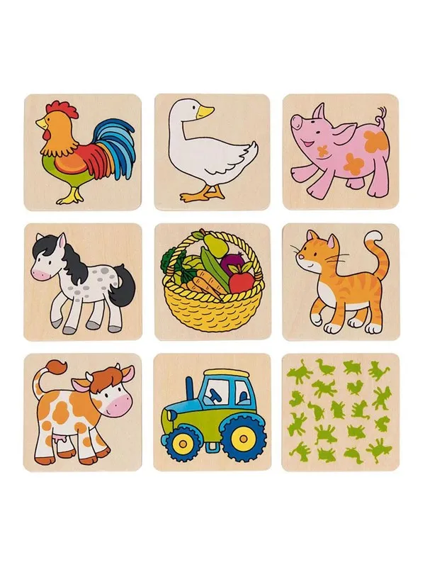 Goki - Wooden Memo Game Farm Animals