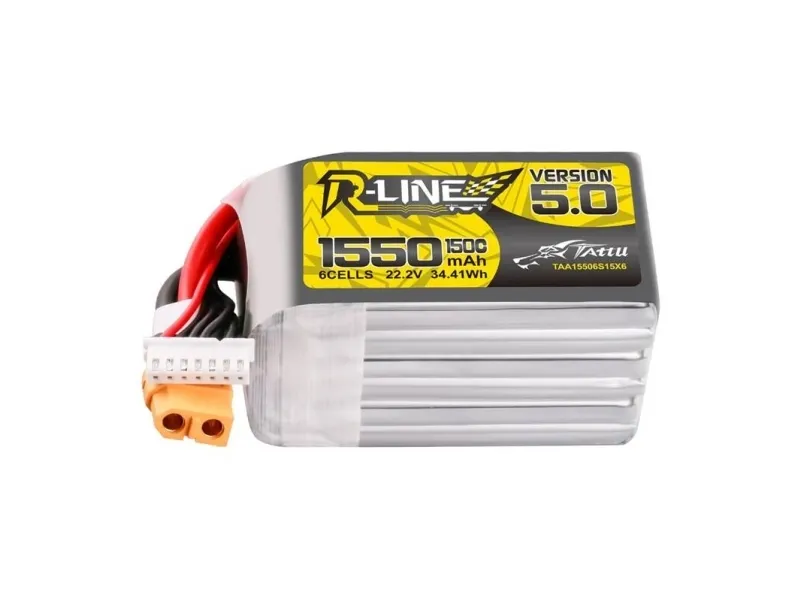 Gens ace &Tattu Lipo R-Line Version 5.0 1550mAh 22.2V 150C 6S battery with XT60 connector