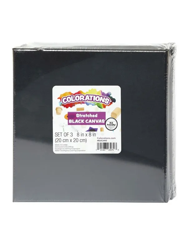 Colorations - Canvas Black 20x20cm Set of 3