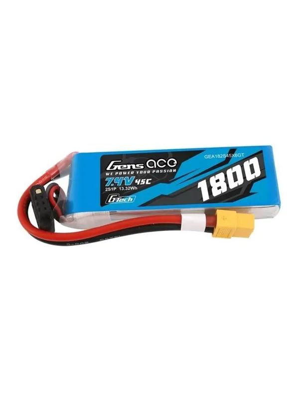 Gens ace &Tattu G-Tech LiPo 1800mAh 7.4V 45C 2S1P XT60 Battery