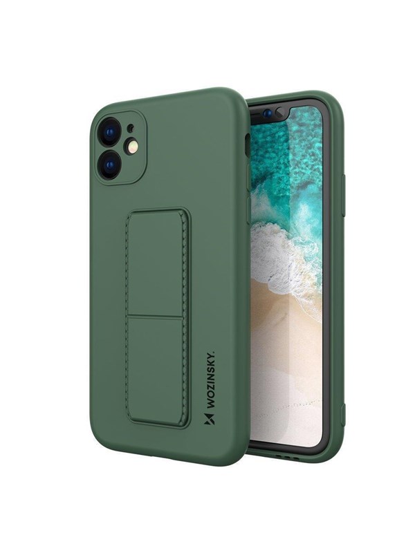 Wozinsky Kickstand Case Silicone Case with Stand Samsung Galaxy A22 4G Case Dark Green