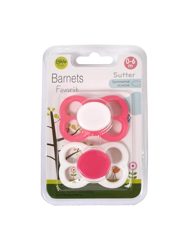 Barnets Favorit 2 pak luftsutter silikone 0-6 mdr. - Pink/Hvid