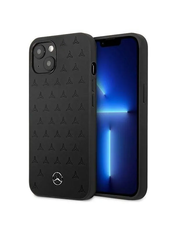 Mercedes Leather Stars Pattern Case for iPhone 13 mini - Black