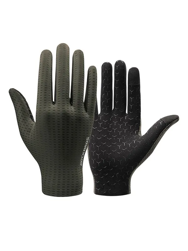 Rockbros Breathable Full Finger Cycling Gloves Size: M - Green