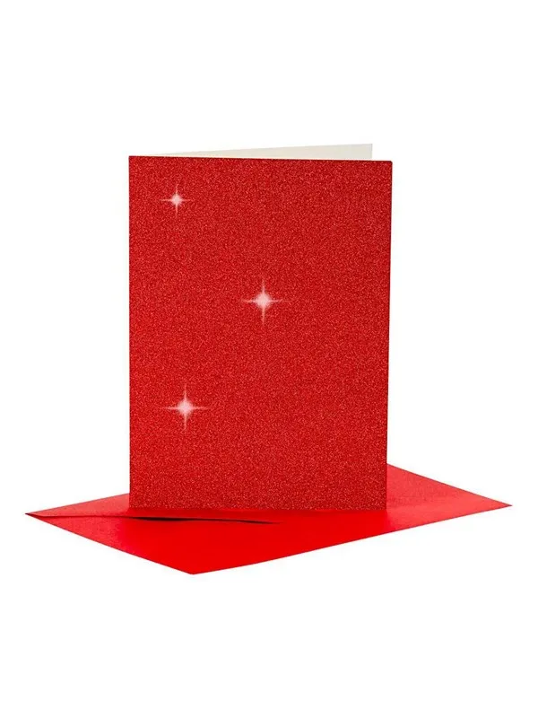 Creativ Company Cards and Envelopes 10.5x15cm Glitter Red - 4 pcs.
