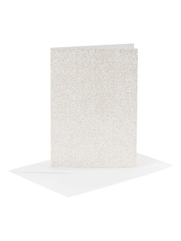 Creativ Company Cards and Envelopes 10.5x15cm Glitter White - 4 pcs.