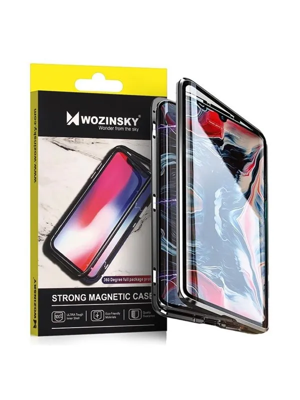 Wozinsky Full Magnetic Case Magnetic Case 360 Cover Front and Back with Built-in Glass Samsung Galaxy A72 4G Black and Clear