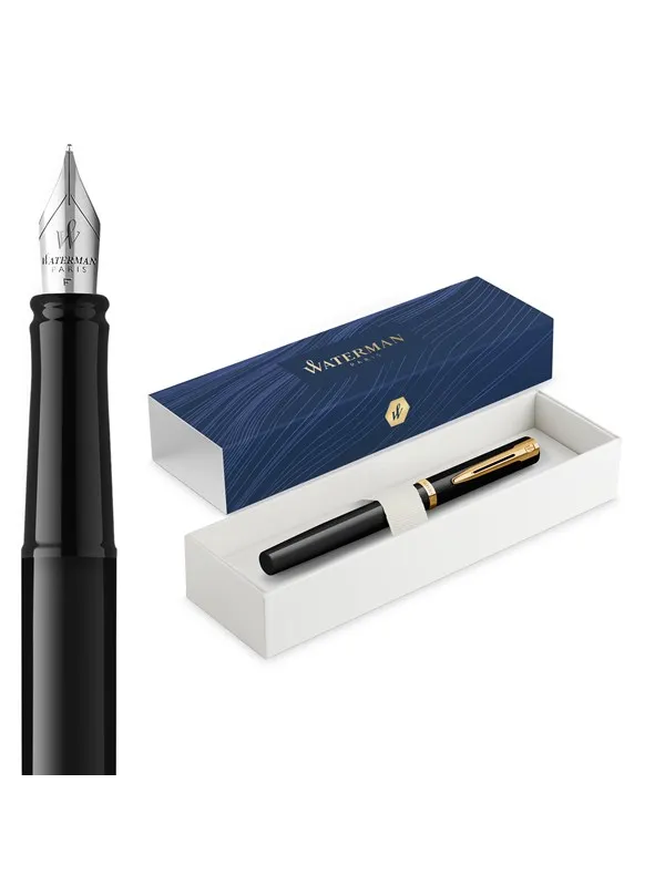 Waterman Impression Black Lacquer G.T. Fountain pen F Blue ink
