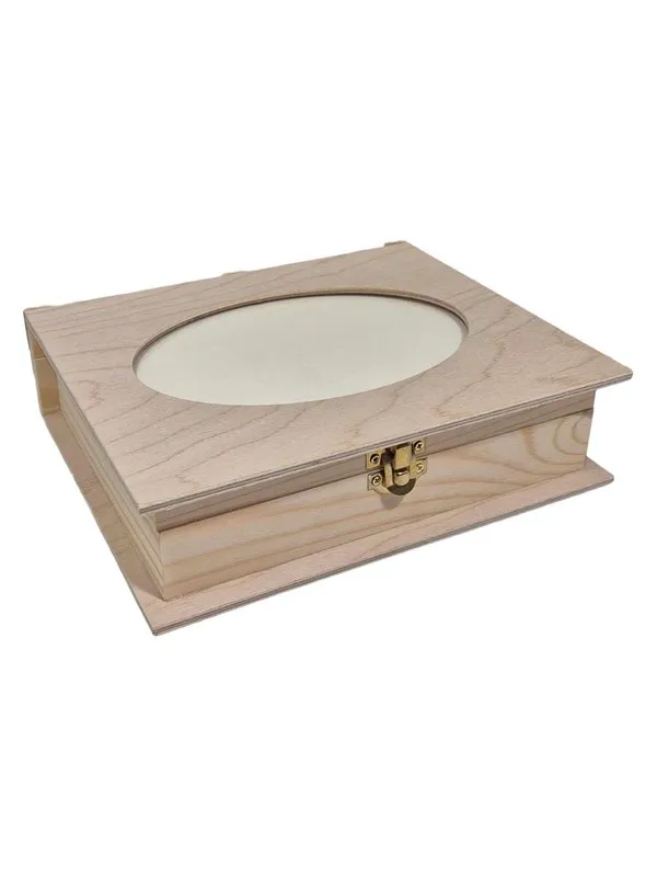 Playwood Wooden Box Book Shape with Photo Frame