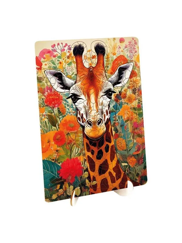 Creative Craft Group Wooden Puzzle Giraffe - Unique Shapes - 130 pcs. Tre
