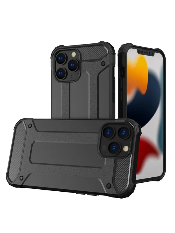 Hurtel Hybrid Armor Case Tough Rugged Cover for iPhone 13 Pro Black