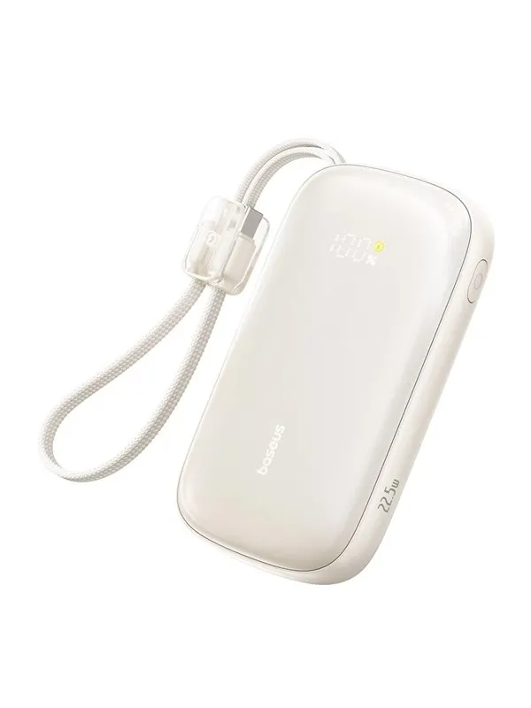 Baseus EnerFill FC21 Qpow 3 Ultra 20000mAh 22.5W Powerbank with Display and Cable Included - Beige Nødlader - Beige - 20000 mAh