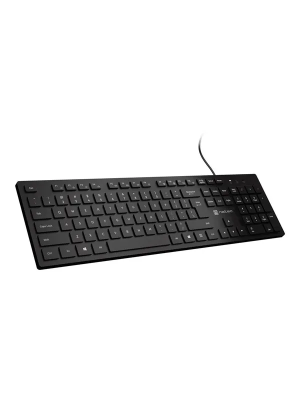 Natec HERRING - keyboard - slim design low profile full size - QWERTY - US - black Input Device - Tastatur - Engelsk (USA) - Svart