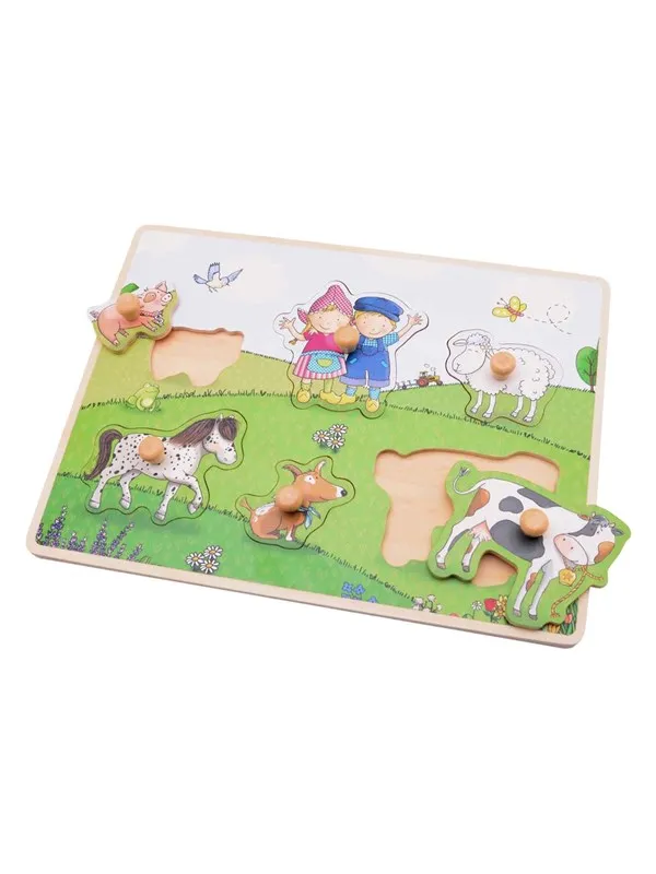 Johntoy Fien & Teun Wooden Button Puzzle - 6 pcs. Tre