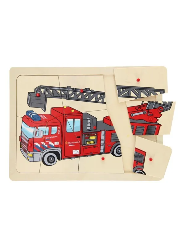 Playwood Wooden Knob Puzzle Fire Brigade 9 pcs. Tre