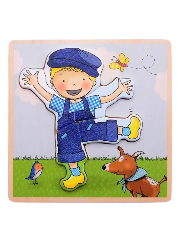Johntoy Fien & Teun Wooden Puzzle Teun - 5pcs. Tre