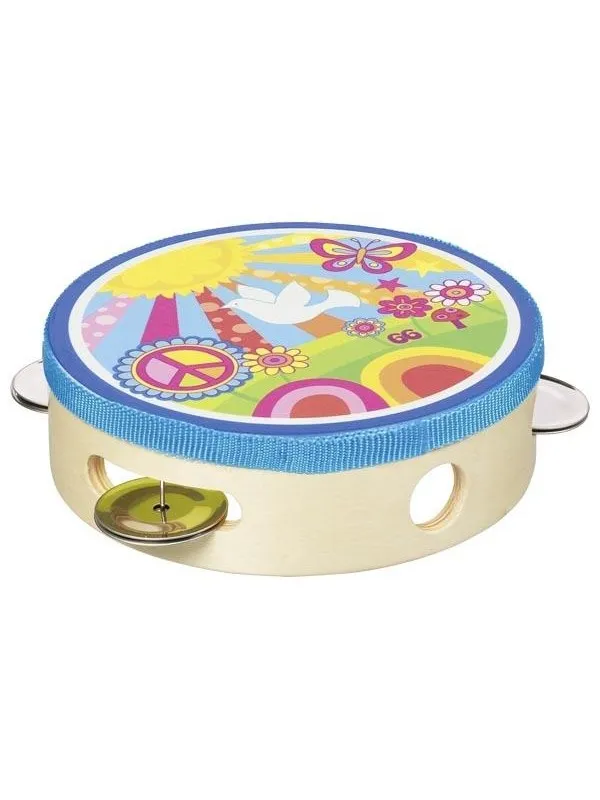 Goki Wooden Tambourine with Bells Sunshine