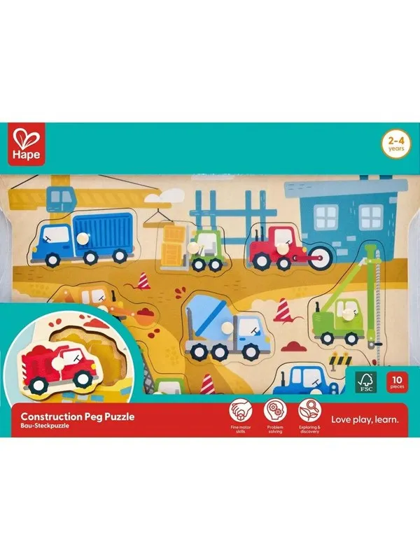 Hape Construction Vehicles Peg Puzzle