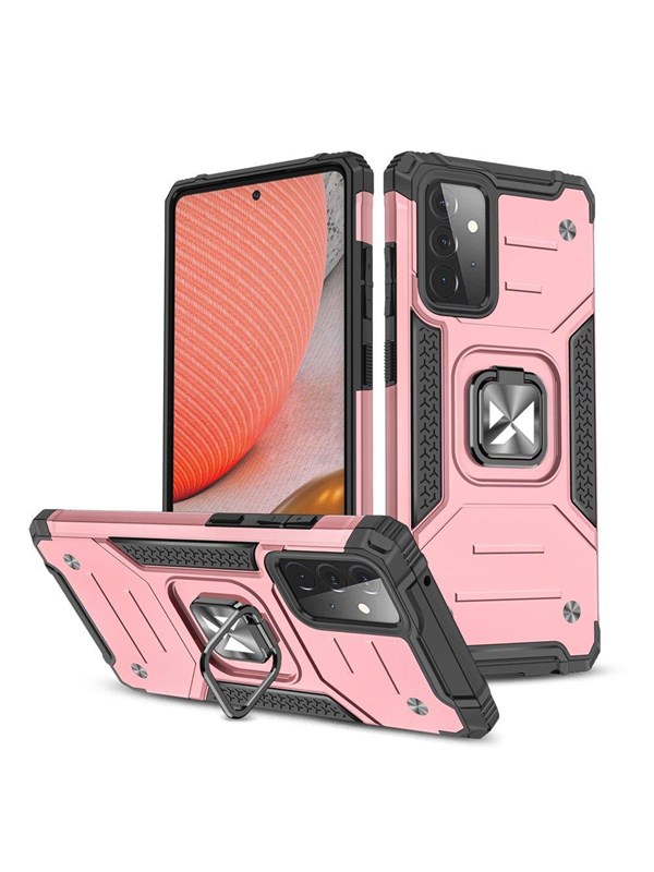 Wozinsky  Ring Armor Armored Hybrid Case Cover + Magnetic Holder Samsung Galaxy A72 4G Pink