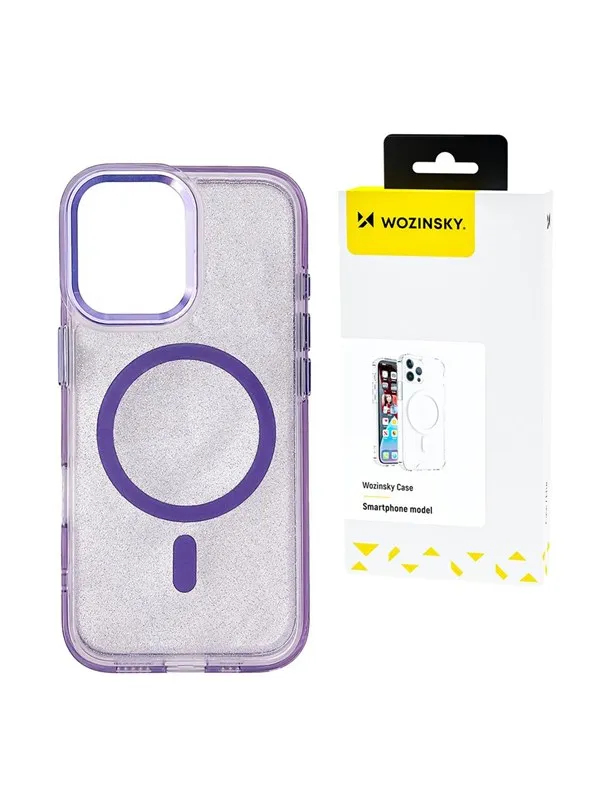 Wozinsky Glitter Case MagSafe for Samsung Galaxy S24 FE - Purple with Glitter