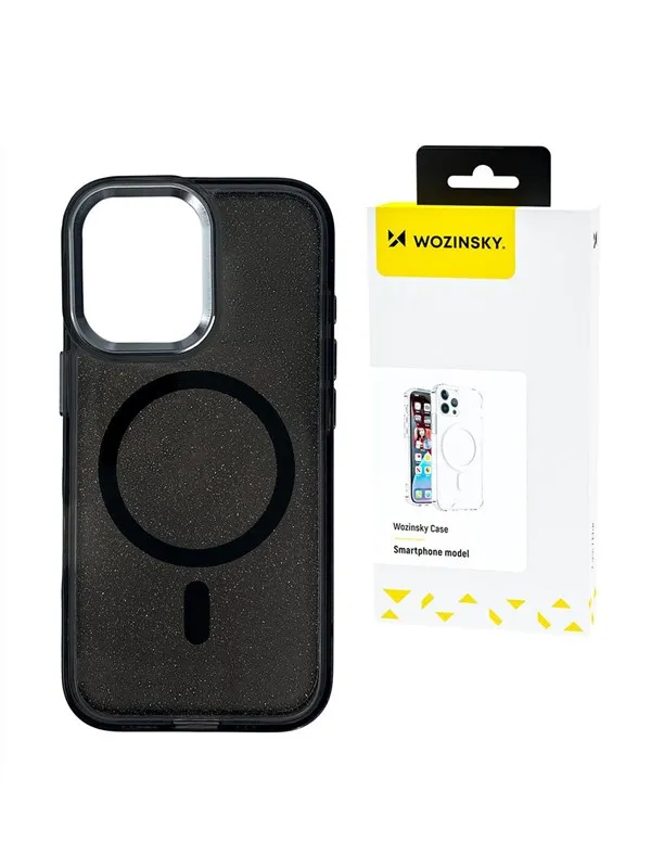 Wozinsky Glitter Case with Mag Safe for Samsung Galaxy S25 - Black with Glitter