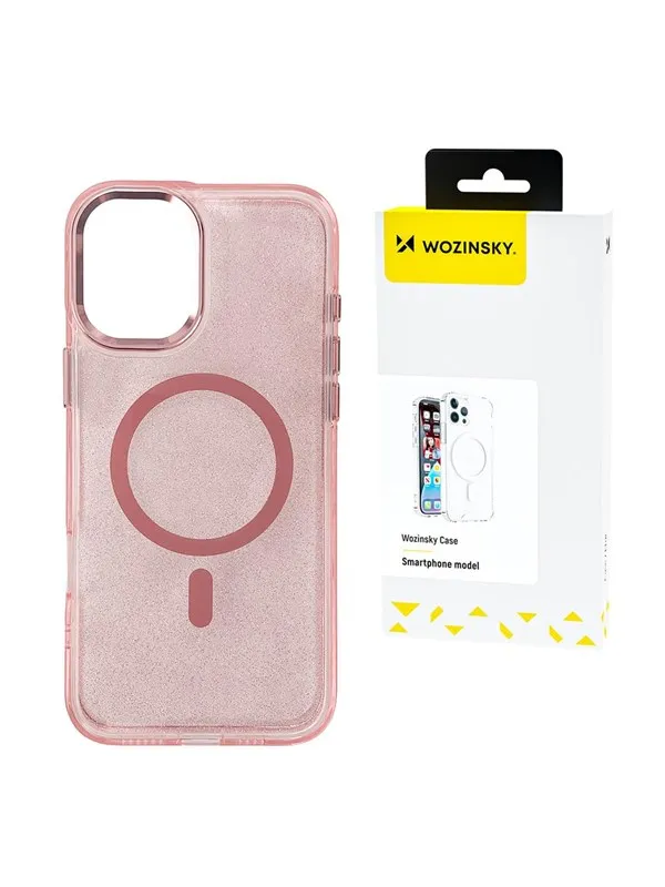 Wozinsky Glitter Case with Mag Safe for Samsung Galaxy S25+ - Pink with Glitter