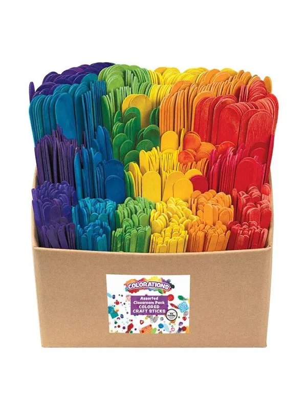 Colorations - Colored Wooden Craft Sticks Classroom Pack 1200pcs.